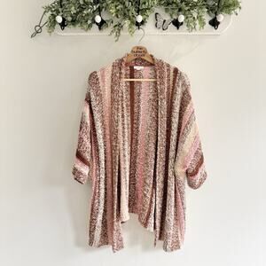 J. Jill Multicolor Striped Chunky Knit Dolman Sleeve Open Sweater XL 5-5013